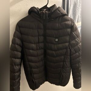 Heated Black Puffer Jacket with Hood